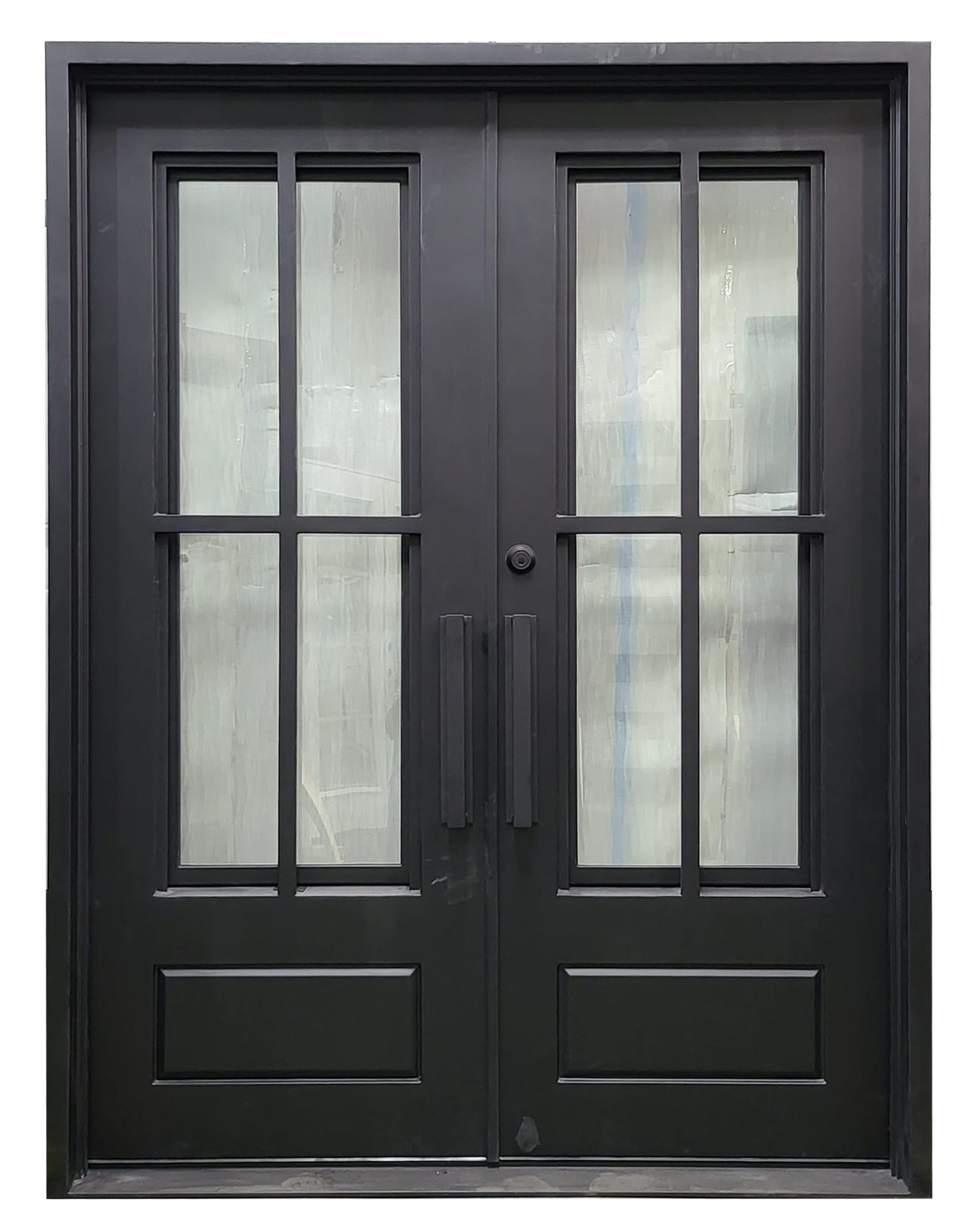Classic 4-Lite GrillsIron Door Double Door Entry
